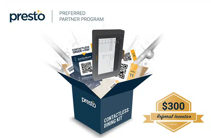 Presto Announces Referral Program for Free Contactless Restaurant Dining Kit